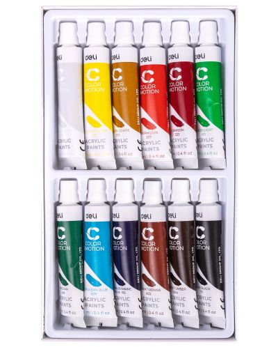 Бои на водна основа Deli - Acrylic EC12-12, 12 цвята - 3