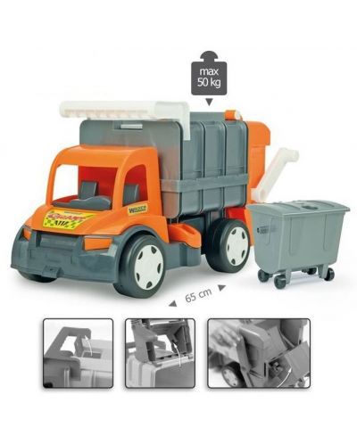 Детска играчка Wader - Боклукчийски камион, оранжев - 2