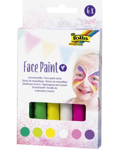 Боички-стикчета за лице Folia  - 6 цвята за момиче - 1