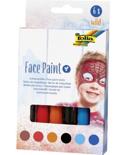 Боички-стикчета за лице Folia  - 6 цвята за момче - 1