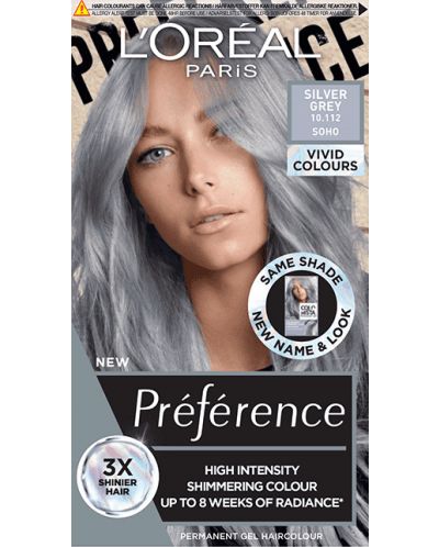 L'Oréal Préférence Боя за коса Vivid Colors, 10.112 Silver Grey - 1