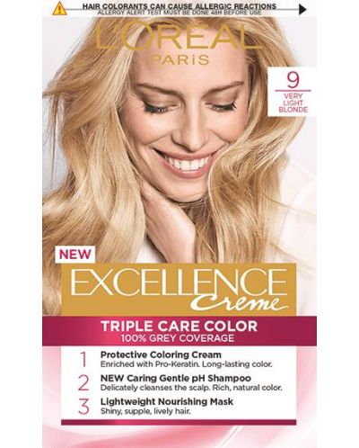 L'Oréal Еxcellence Боя за коса, 9 Very Light Blonde - 1