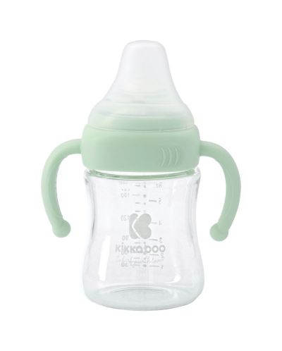 Бебешко стъклено шише KikkaBoo - 180 ml, мента