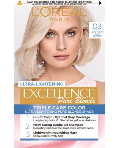 L'Oréal Еxcellence Боя за коса, 03 Ultra-Light Ash Blonde - 1