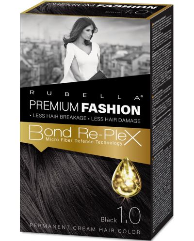 Rubella Premium Fashion Боя за коса, черен, 1.0 - 1