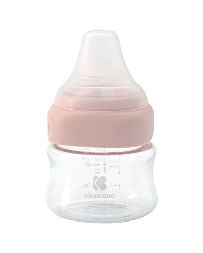 Стъклено шише KikkaBoo, 100 ml, розово