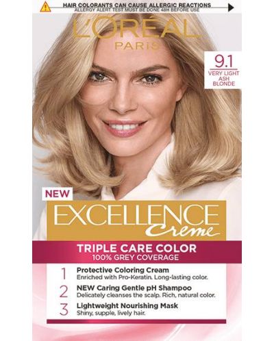 L'Oréal Еxcellence Боя за коса, 9.1 Very Light Blonde - 1