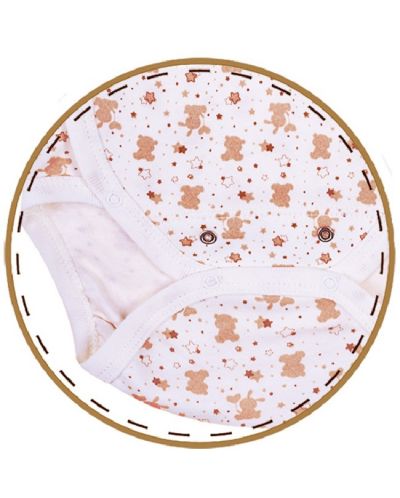 Боди Bio Baby - органичен памук, 56 cm, 1-2 месеца, бяло-бежово - 3