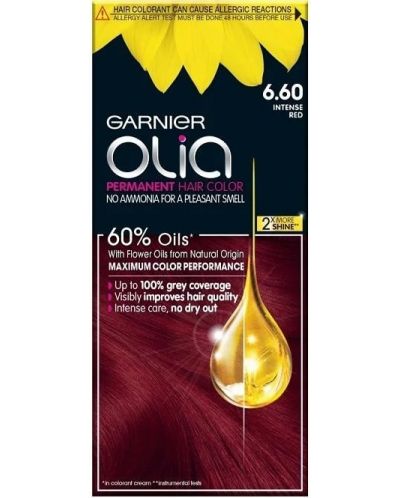 Garnier Olia Боя за коса, 6.60 Intense Red - 1