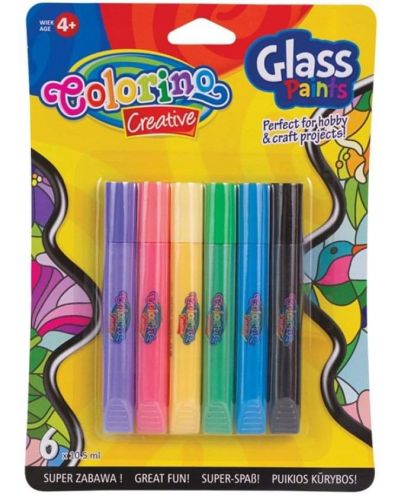 Боички за стъкло Colorino Creative - 6 цвята, 10.5 мл - 1