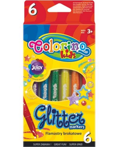 Брокатни флумастери Colorino Kids - 6 цвята - 1