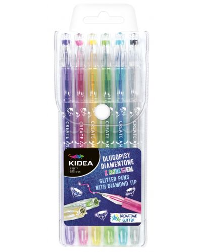 Брокатени химикалки Kidea - 6 цвята, диамант - 1