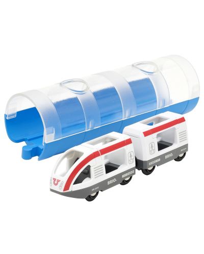 Играчка Brio World - Пътнически влак и тунел - 1