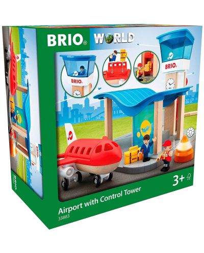 Игрален комплект от дърво Brio World - Летище с контролна кула - 6
