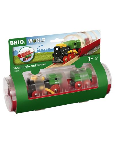 Играчка Brio World - Парен локомотив и тунел - 3