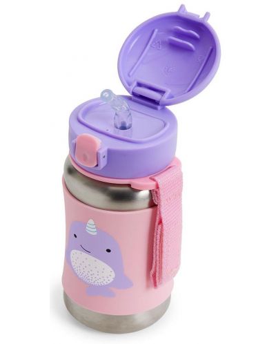 Бутилка от неръждаема стомана Skip Hop Zoo - Нарвал, 350 ml - 2