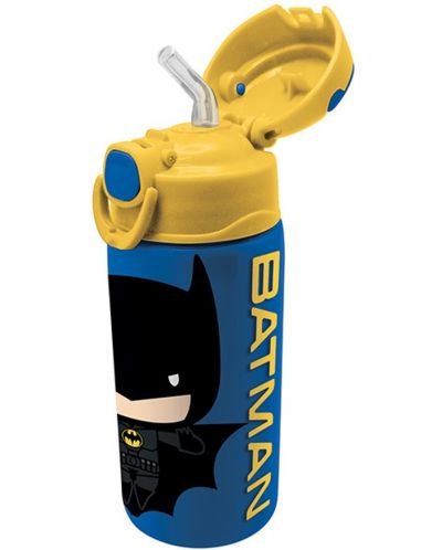 Бутилка за вода Graffiti Batman - Със сламка, 500 ml - 2