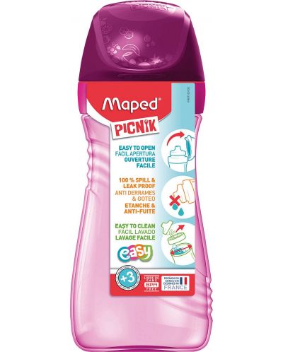 Бутилка за вода Maped Origin - Розова, 430 ml - 2