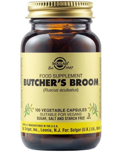 Butcher's Broom, 100 растителни капсули, Solgar - 1