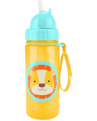 Бутилка със сламка Skip Hop Zоо - Lion, 385 ml - 2