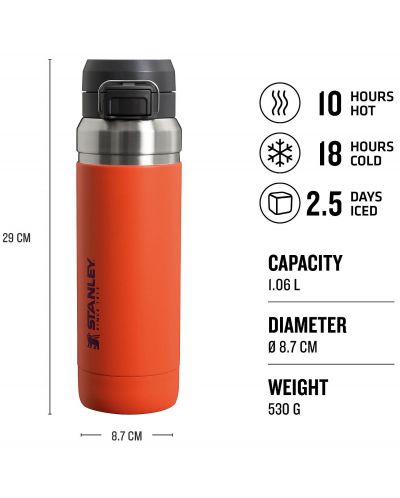 Бутилка за вода Stanley Go - Quick Flip, 1060 ml, оранжева - 4
