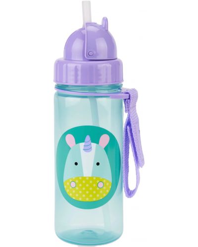 Бутилка със сламка Skip Hop Zоо - Unicorn, 385 ml - 2