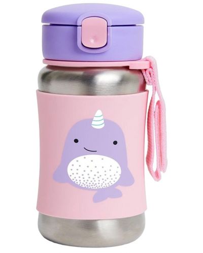 Бутилка от неръждаема стомана Skip Hop Zoo - Нарвал, 350 ml - 1