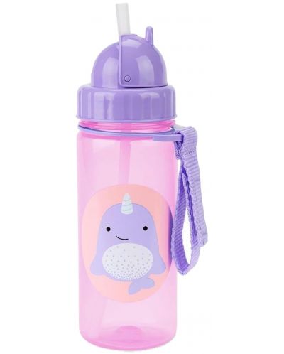 Бутилка със сламка Skip Hop Zоо - Narwhal, 385 ml - 2