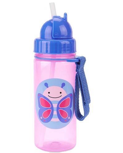 Бутилка със сламка Skip Hop Zоо - Butterfly, 385 ml - 2