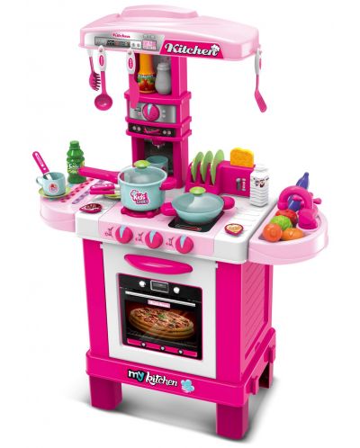 Детска кухня Buba - Розова, с аксесоари - 1