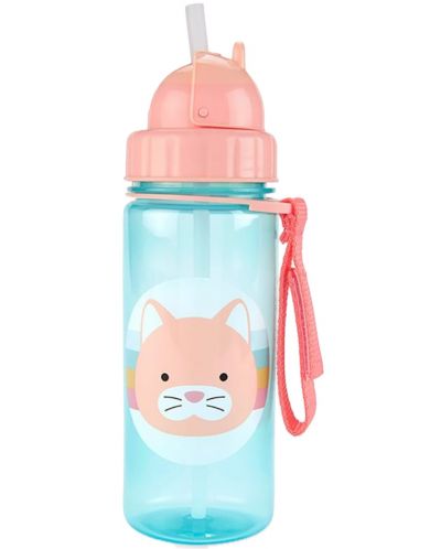 Бутилка със сламка Skip Hop Zоо - Cat, 385 ml - 2