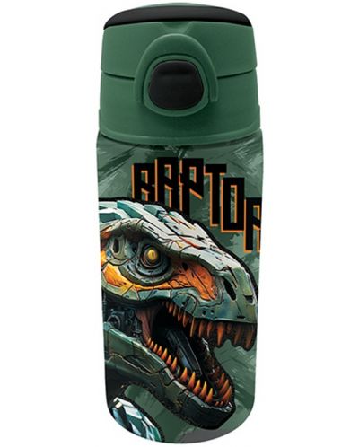 Бутилка за вода Graffiti Dinosaur - Със сламка, 500 ml - 1