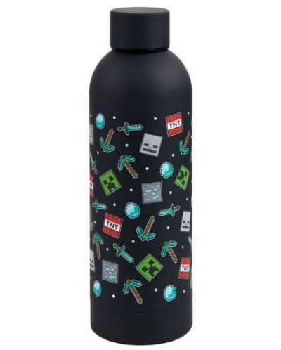 Бутилка за вода Kids Euroswan - Minecraft Icon Black, 500 ml - 1