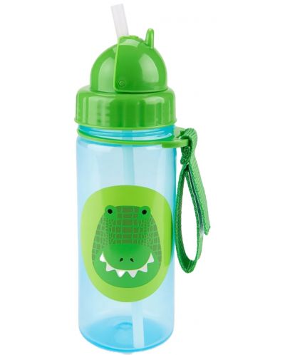 Бутилка със сламка Skip Hop Zоо - Crocodile, 385 ml - 2