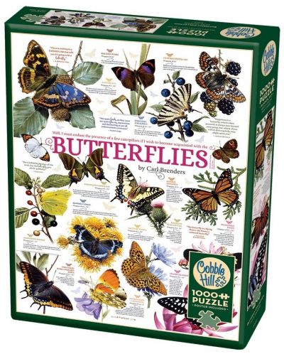 Пъзел Cobble Hill от 1000 части - Колекция пеперуди, Карл Брендърс - 1