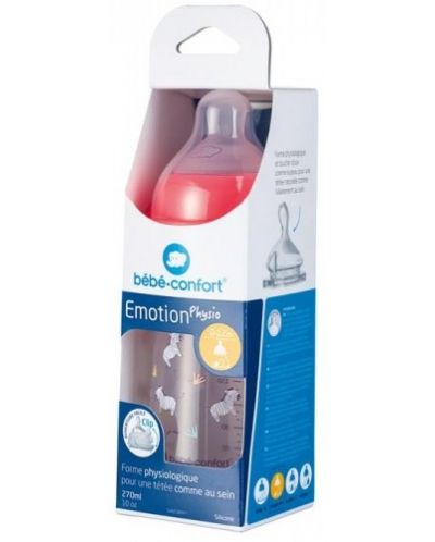 Бутилка Bebe Confort - Emotion Physio, Easy Clip, 270 ml, Savannah Pink - 2