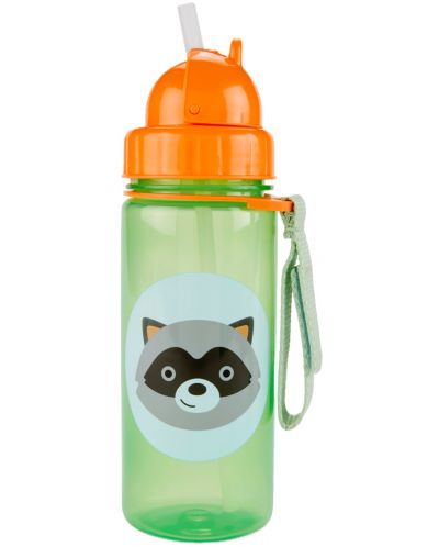 Бутилка със сламка Skip Hop Zоо - Raccoon, 385 ml - 2