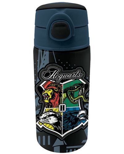 Бутилка за вода Graffiti Harry Potter - Hogwarts, със сламка, 500 ml - 1