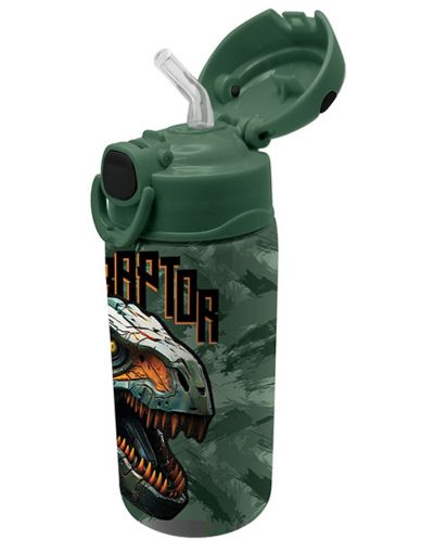 Бутилка за вода Graffiti Dinosaur - Със сламка, 500 ml - 2