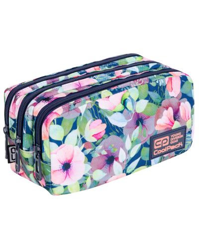 Правоъгълен ученически несесер Cool Pack Primus - Pastel Garden, с 3 отделения