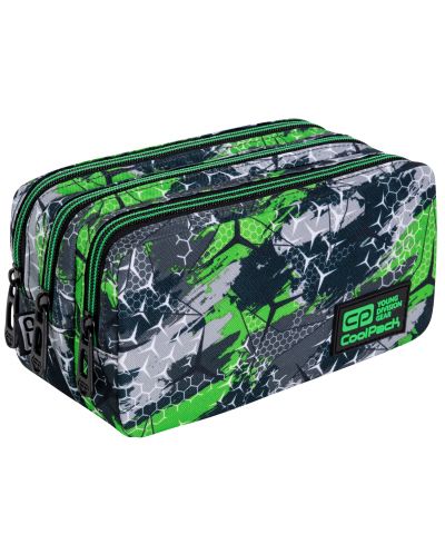 Правоъгълен ученически несесер Cool Pack Primus - Triogreen, с 3 отделения