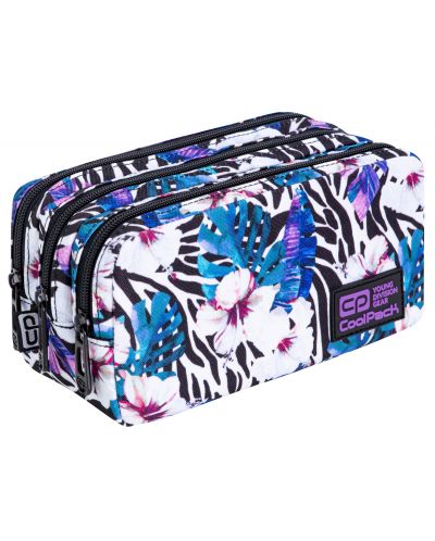Правоъгълен ученически несесер Cool Pack Primus - Flower Zebra, с 3 отделения