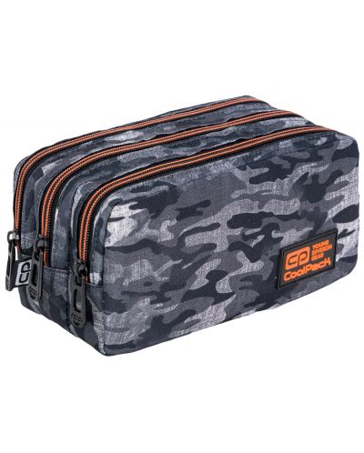 Правоъгълен ученически несесер Cool Pack Primus - Military Grey, с 3 отделения