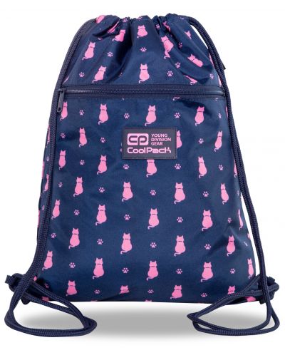 Спортен сак с връзки Cool Pack Vert - Navy Kitty, с цип