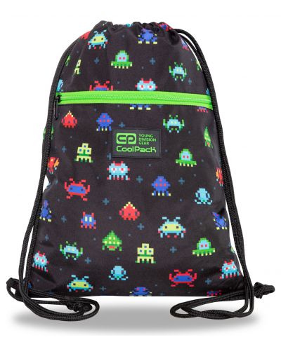 Спортен сак с връзки Cool Pack Vert - Pixels, с цип