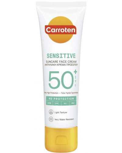 Carroten Слънцезащитен крем за лице Sensitive, SPF 50+, 50 ml - 1