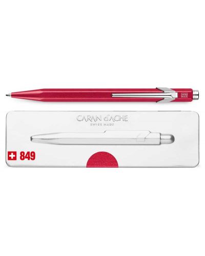 Автоматична химикалка Caran d'Ache 849 Pop Line Collection Metallic Red – Син - 4