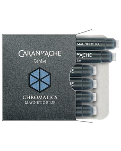 Патрончета за писалка Caran d'Ache Chromatics –  Магнетично синьо, 6 броя - 1