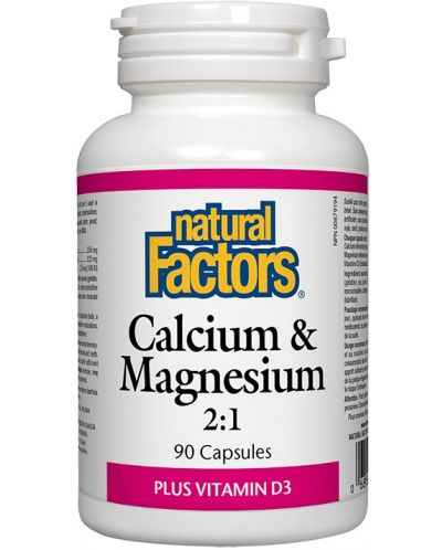 Calcium & Magnesium 2:1, 90 капсули, Natural Factors - 1
