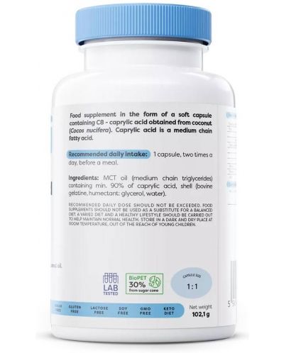 Caprylic Acid, 1200 mg, 120 гел капсули, Osavi - 3